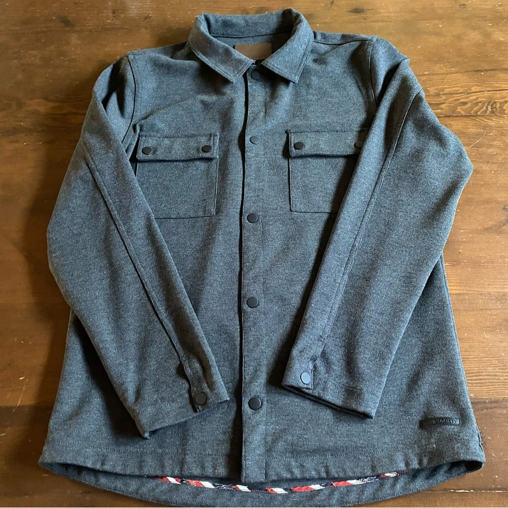 NWT Civil Society Men’s Knit Charcoal Heather Bennett Shirt Jacket Snaps LARGE